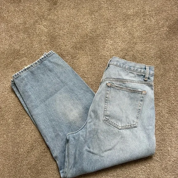 Zara Light Blue Women Mid-Rise Tapered Barrel Denim Jeans - Picture 2 of 6